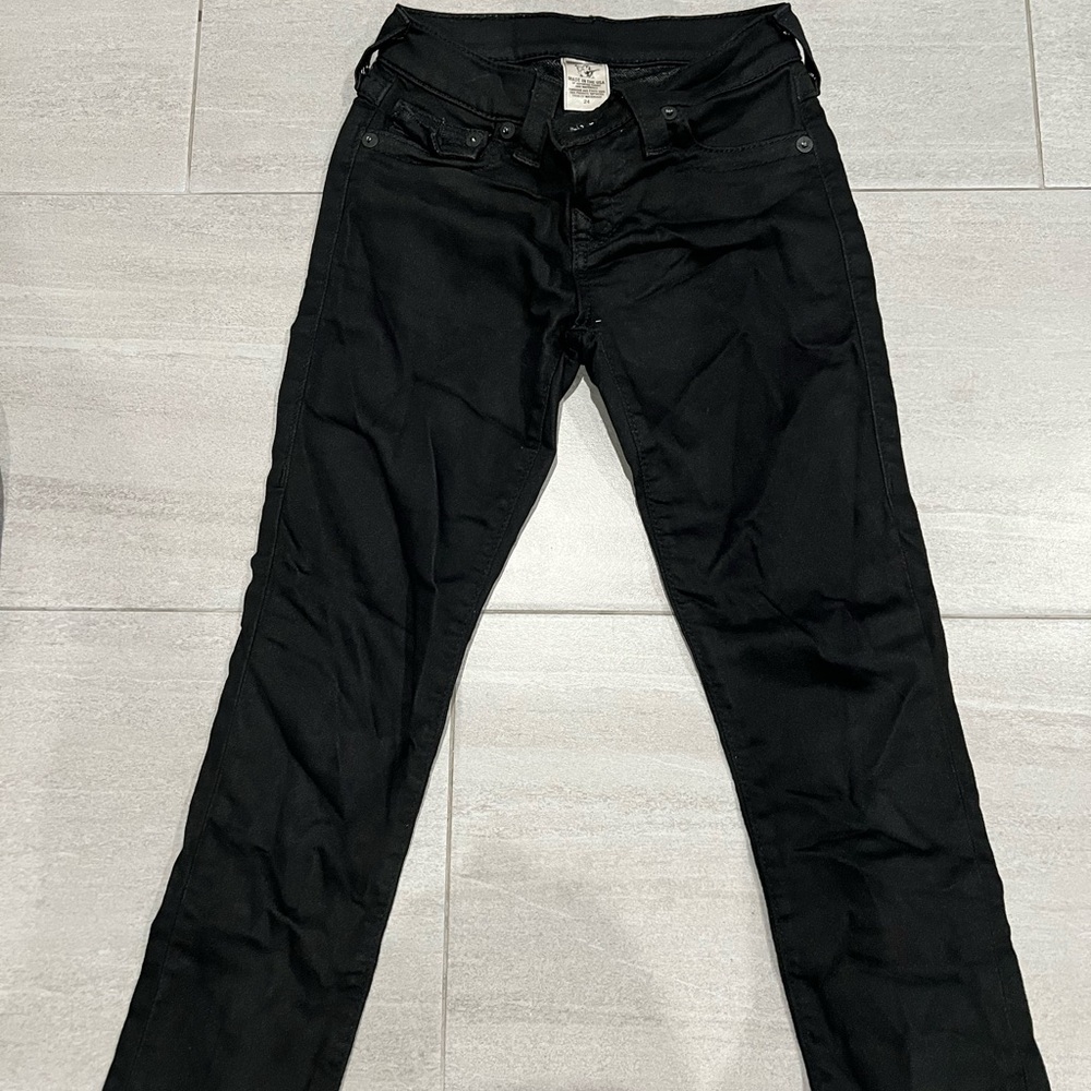 True Religion Women's Black Cropped Ankle Jeans